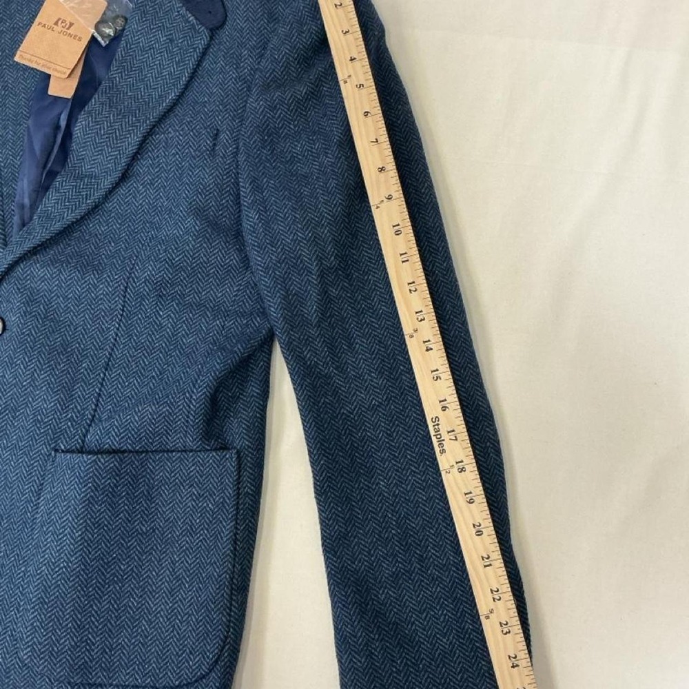 Blue herringbone blazer jacket - Picture 3 of 5